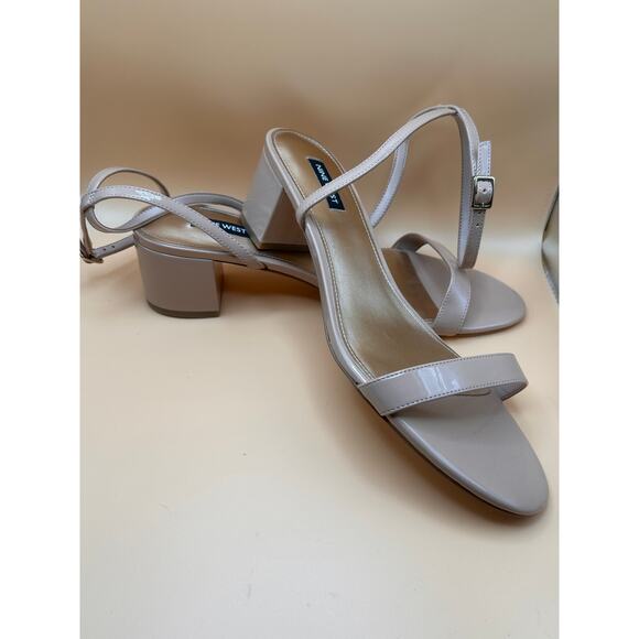Nine West Tan Patent Block Heel Sandals Size 12M - Picture 2 of 4
